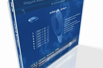 проект K-KVADRAT   [ Игорь Колесников & Андрей Климковский ]   |   альбом   «Лента Мёбиуса»:

Марафон по ленте Мёбиуса |
Числовой континуум |
Алгоритм |
Фрактальная Вселенная |
Ассимптотическое стремление |
Арабские цифры |
Гугль факториал |

          “Лента Мёбиуса” - этот необычный студийный концерт состоялся 25 ноября 2007-го года. Андрей Климковский и Игорь Колесников сфокусировали свое внимание на синхронизации двух рабочих станции - Korg TRITON и Korg TRITON Extreme - что повлекло за собой рождение сложных и многослойных ритмических конструкций, постоянно трансформирующихся и превращающихся в новые пульсации. Сложные ритмы побудили музыкантов к исполнению ярких солирующих партий и изобретению интересных спецэффектов.
          
          Более полутора часов смелой экспериментальной музыки было придумано, сыграно и записано за один день без репетиций и предварительной подготовки. 7 трэков этой уникальной сессии вошло в программу второго альбома проекта Андрея Климковского и Игоря Колесникова “K-KVADRAT”, но 8-й трэк уже никак не мог быть включен в его состав, но обязательно прозвучит в третьем альбоме проекта “Новые Горизонты”, выход которого ожидается в самое ближайшее время.

          150 лет назад немецкий астроном и математик Август Фердинанд Мёбиус проделал нескожный опыт - узкую полоску бумаги он склеил в кольцо, предварительно перевернув на пол оборота склеиваемые концы. В результате получилась удивительная конструкция - у этой полоски бумаги осталась всего лишь одна поверхность. Всем нам известно, что лист бумаги имеет две поверхности и невозможно перейти с одной стороны бумаги на другую не отрывая карандаш или ручку от бумаги.
          Если же Вы возьметесь писать или рисовать на Ленте Мёбиуса, то сможете закрасить ее всю не отрывая перо от поверхности. Тоже касается и края ленты - он у Ленты Мёбиуса тоже только один.