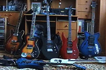 B.C.Rich Bronze Assassin, B.C.Rich N.J. Mockingbird, Musima(semi-electro), Musima 25K(a-la Les Paul), Jolana(bass), Custom shop(red), Flight( first guitar)