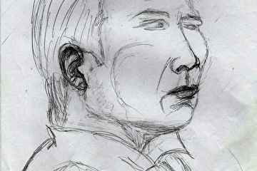 СЕН СЕЙ  - меня рисовал, перевернул мой портрет и пошёл рисовать Римму, в моём рисунке подправил своё ухо