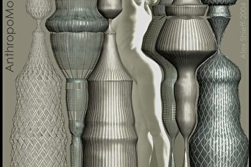 Упражнение по моделированию в 3DMax-e. Работа со сплайнами. Фигуры - итог проворотов сплайнов.
Вытанцовывал от фотографии...