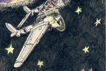 Картинка сканирована с моего рисунка. Так как это тоже мое творчество - сюда выкладываю на всеобщее обозрение. Вообще все картинки раздаривал. Эту, например, подарил в ~2000 г. своей будущей супружке. Надпись на обратной стороне гласит:"Посвящается А. Экзюпери, хорошему писателю, но плохому летчику. Горлов Илья, хороший инженер, но плохой художник"
