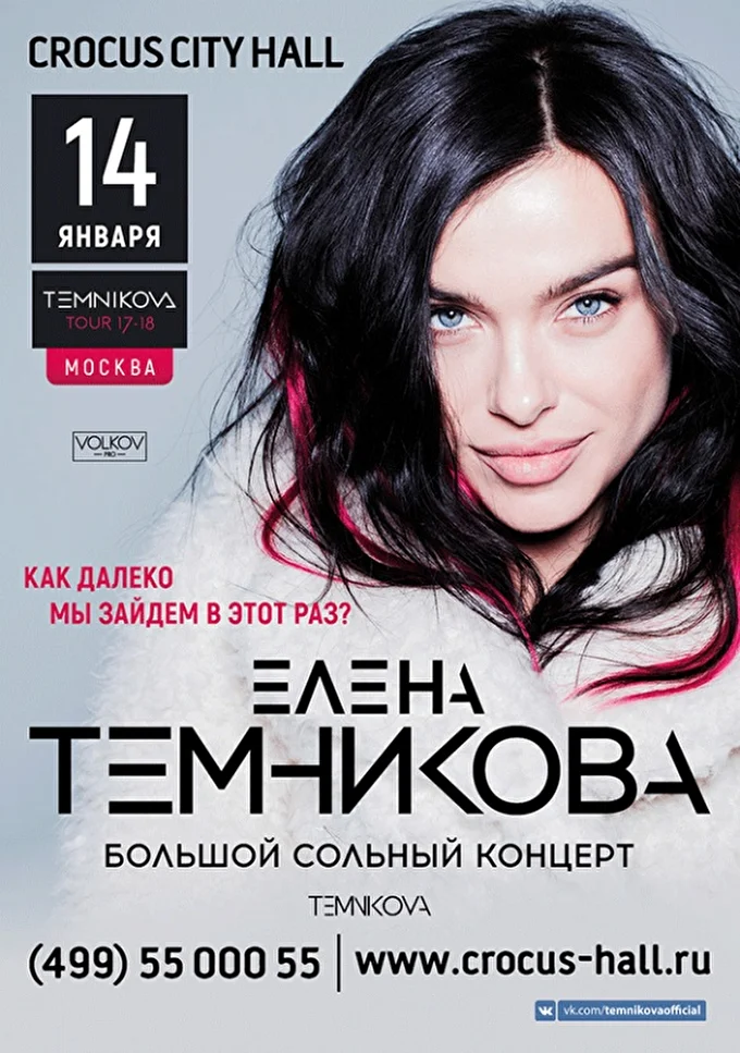 Елена Темникова 21 января 2018 Крокус Сити Холл Москва